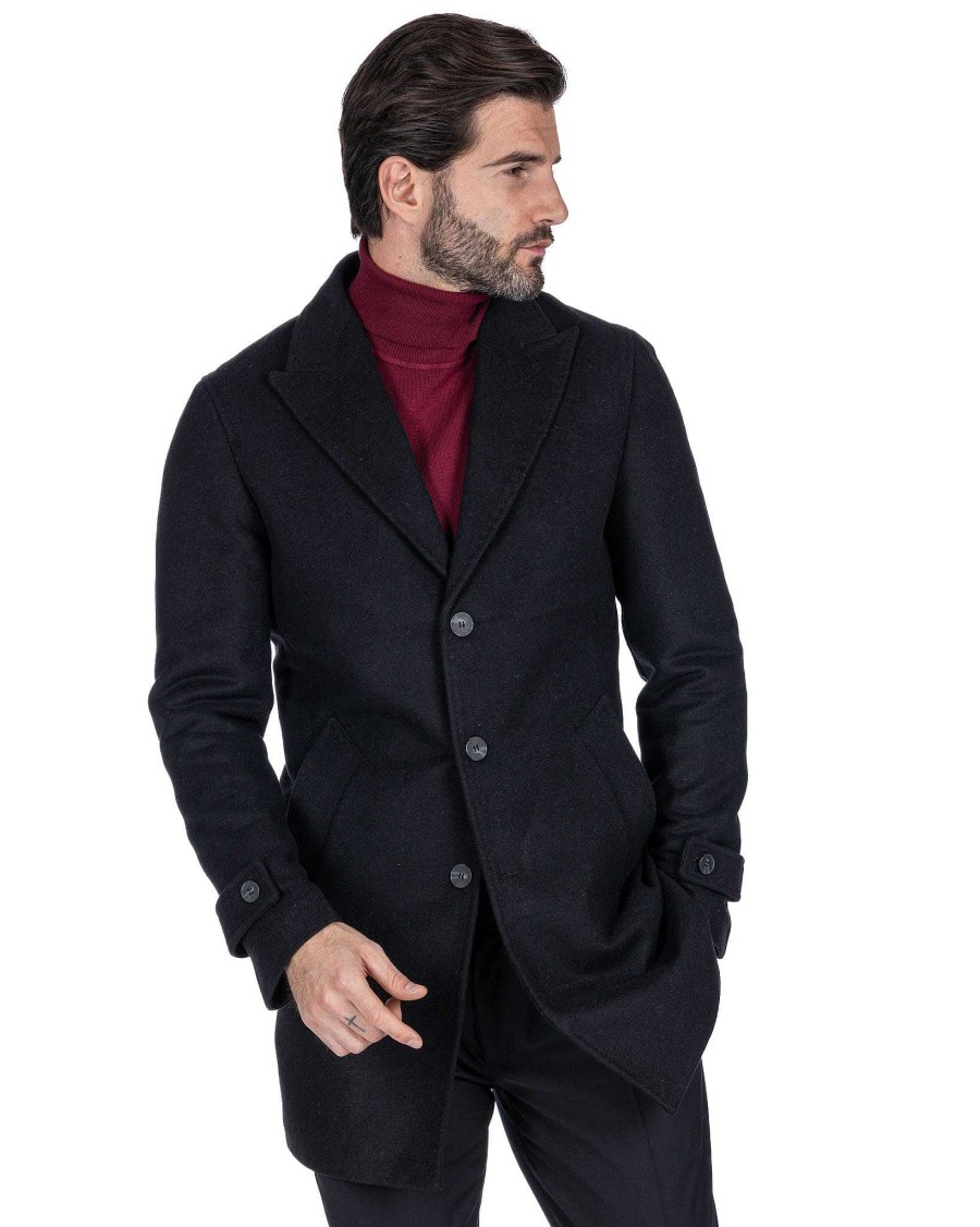 Abbigliamento SAVEONE Cappotti E Giubbotti | Philippe - Cappotto Monopetto Nero