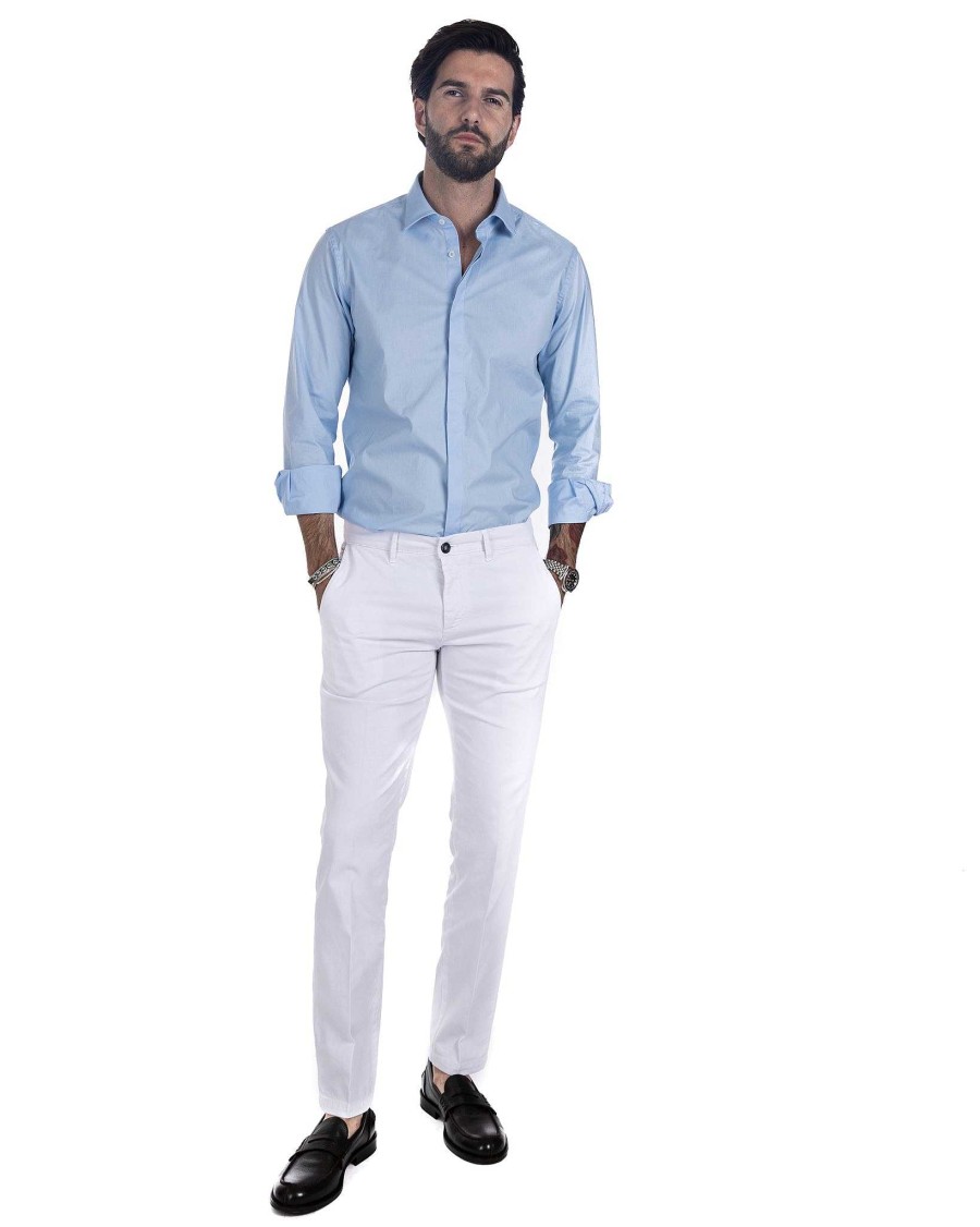 Abbigliamento SAVEONE Camicie | Camicia - Basic Classica Cielo In Cotone