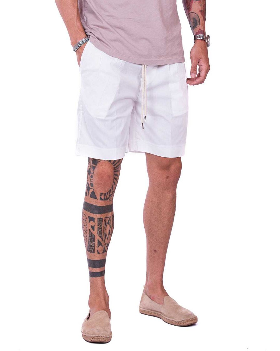 Abbigliamento SAVEONE Bermuda | Larry - Bermuda In Cotone Bianco