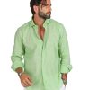 Abbigliamento SAVEONE Camicie | Praiano - Camicia Classica Verde Mela In Lino