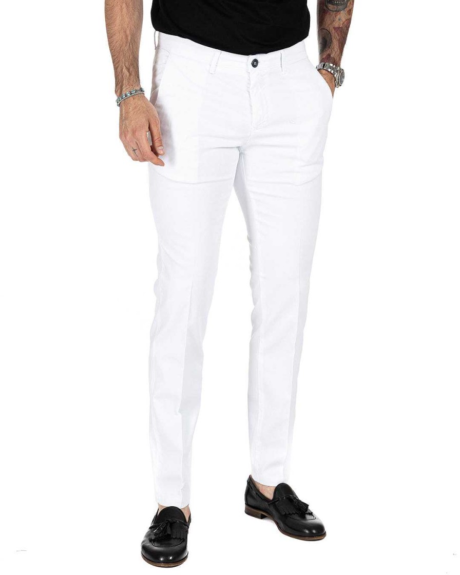 Abbigliamento SAVEONE Pantaloni | Bill - Pantalone Armaturato Bianco