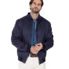 Abbigliamento SAVEONE Cappotti E Giubbotti | Alis - Giubbotto Blu In Eco-Camoscio Con Zip