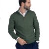 Abbigliamento SAVEONE Maglioni | Rory - Maglione Verde Con Zip In Misto Cachemire