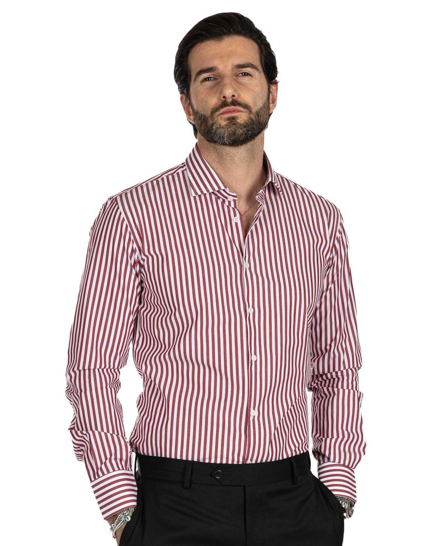 Abbigliamento SAVEONE Camicie | Camicia - Slim Fit Riga Media Bordeaux