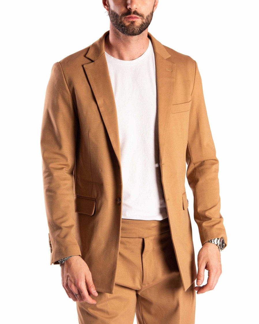 Abbigliamento SAVEONE Blazer E Giacche | James - Giacca Monopetto Cammello