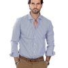 Abbigliamento SAVEONE Camicie | Camicia - Basic Classica Riga Stretta Blu In Cotone