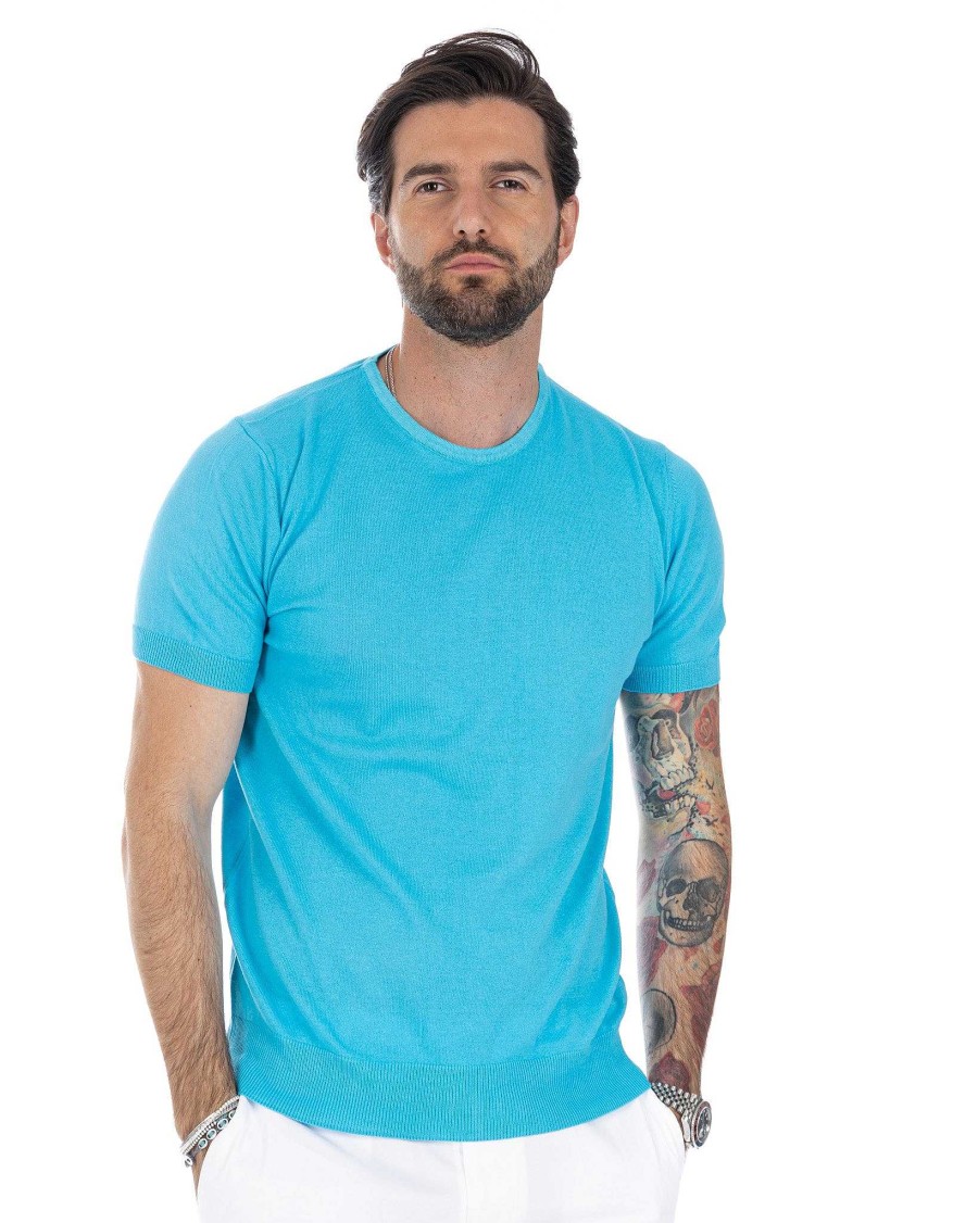 Abbigliamento SAVEONE T-Shirts | Jannik - T-Shirt In Maglia Turchese