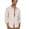 Abbigliamento SAVEONE Camicie | Vega - Camicia Beige In Velluto Mille Righe