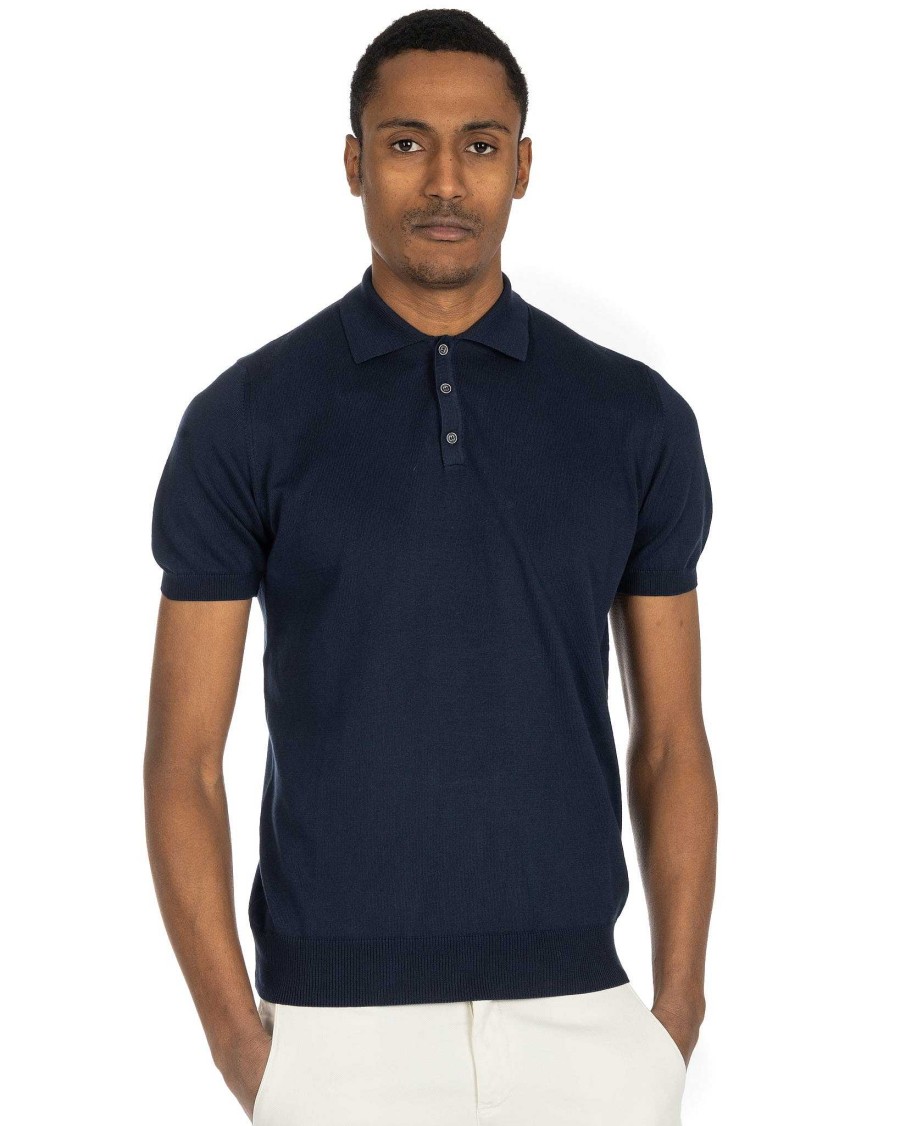 Abbigliamento SAVEONE Polo | Roger - Polo Blu In Maglia