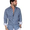 Abbigliamento SAVEONE Camicie | Riggiola - Camicia Stampata Blu In Lino