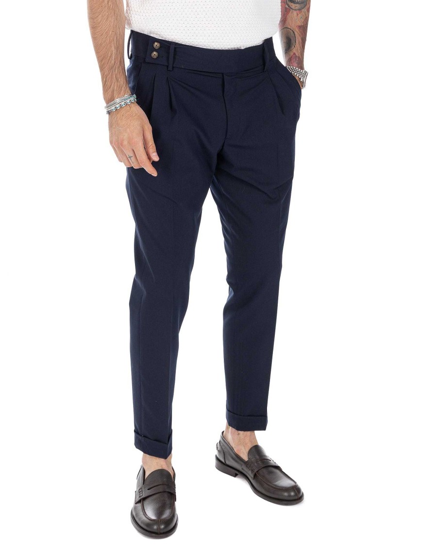 Abbigliamento SAVEONE Pantaloni | Caprera - Pantalone Vita Alta Blu