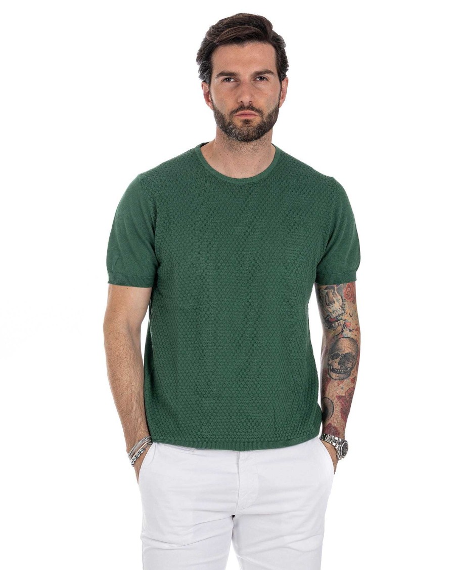 Abbigliamento SAVEONE T-Shirts | Carlos - T-Shirt Tramata In Maglia Bottiglia