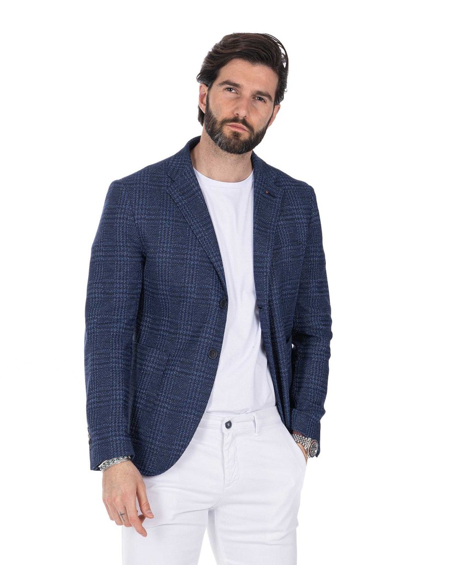 Abbigliamento SAVEONE Blazer E Giacche | Alliste - Giacca Monopetto Quadro Jeans