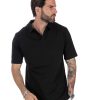 Abbigliamento SAVEONE Polo | Drew - Polo Nera Basic In Cotone