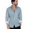 Abbigliamento SAVEONE Camicie | Onda - Camicia Stampata Verde In Lino