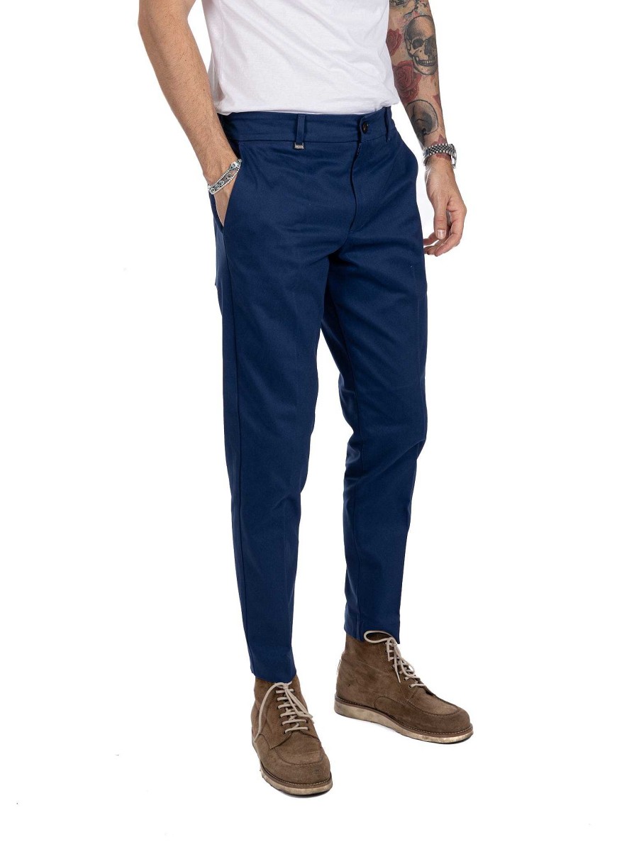 Abbigliamento SAVEONE Pantaloni | Elder - Pantalone Capri Bluette In Cotone