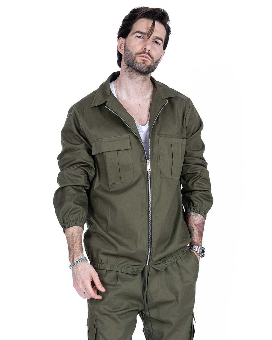 Abbigliamento SAVEONE Cappotti E Giubbotti | Wayne - Giacchetto Con Zip Militare