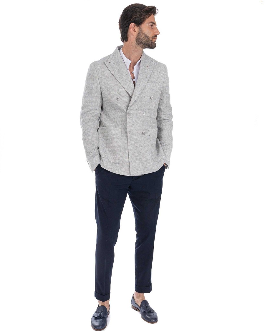 Abbigliamento SAVEONE Blazer E Giacche | Leuca - Giacca Doppiopetto Grigio