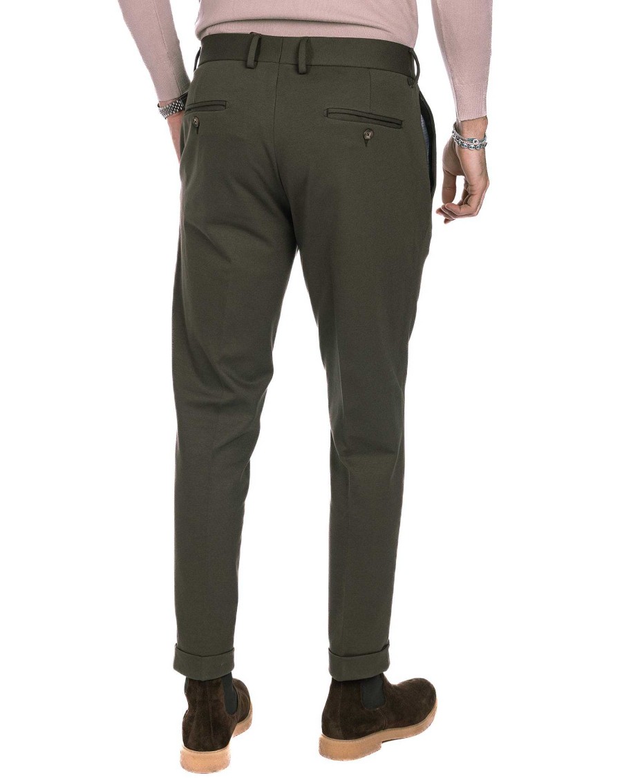 Abbigliamento SAVEONE Pantaloni | Thomas - Pantalone Due Pinces Militare In Punto Milano