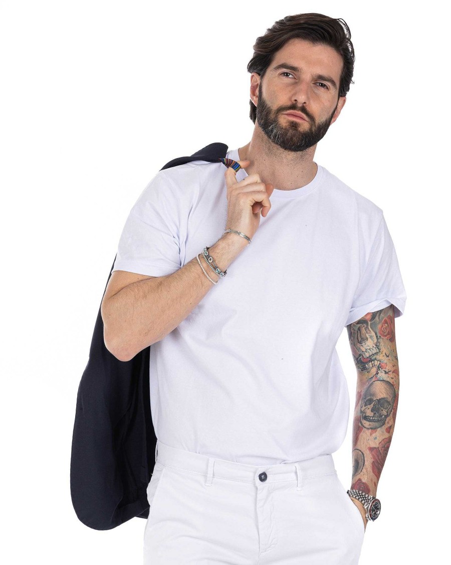 Abbigliamento SAVEONE T-Shirts | Harry - T-Shirt Bianca In Cotone Stretch