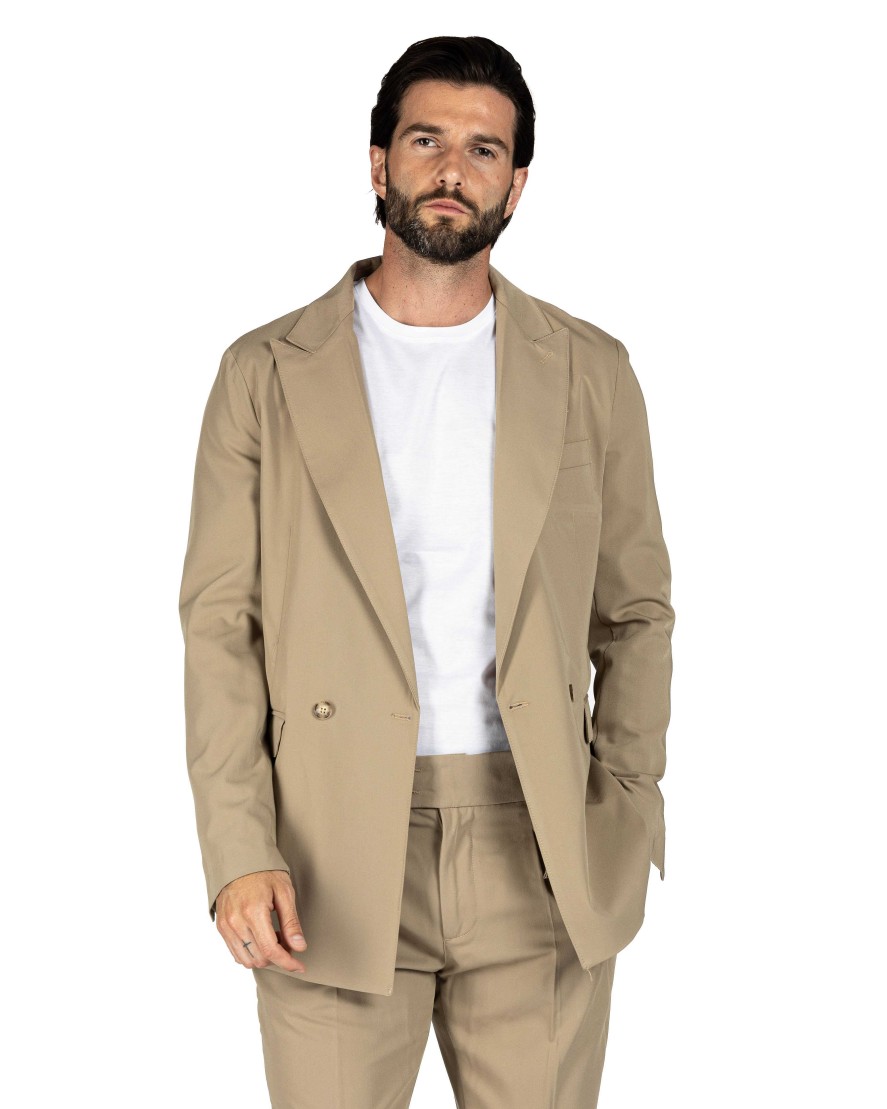 Abbigliamento SAVEONE Blazer E Giacche | Italian 2.0 - Giacca Doppiopetto Beige