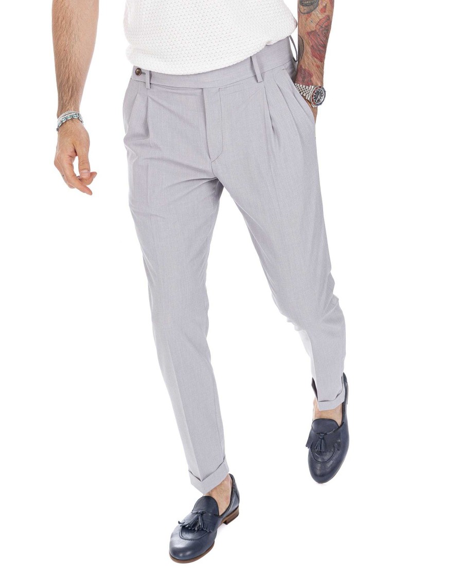 Abbigliamento SAVEONE Pantaloni | Caprera - Pantalone Vita Alta Grigio