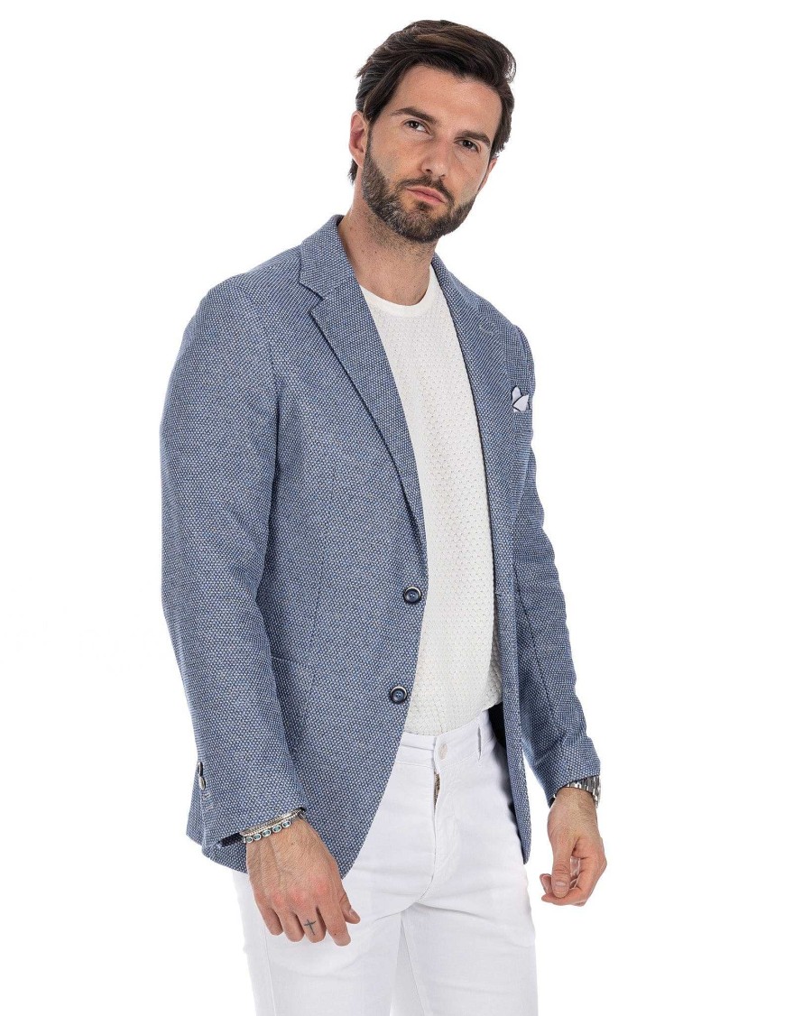 Abbigliamento SAVEONE Blazer E Giacche | Veglie - Giacca Monopetto Chicco Di Riso Grigio