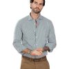 Abbigliamento SAVEONE Camicie | Camicia - Basic Classica Riga Stretta Verde In Cotone