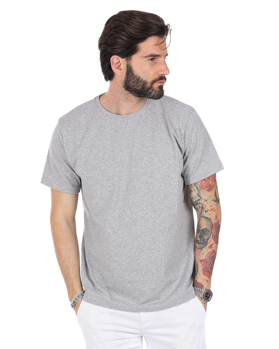 Abbigliamento SAVEONE T-Shirts | Harry - T-Shirt Grigio In Cotone Stretch