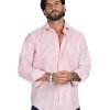 Abbigliamento SAVEONE Camicie | Ischia - Camicia Classica Righe Strette Rosa In Lino