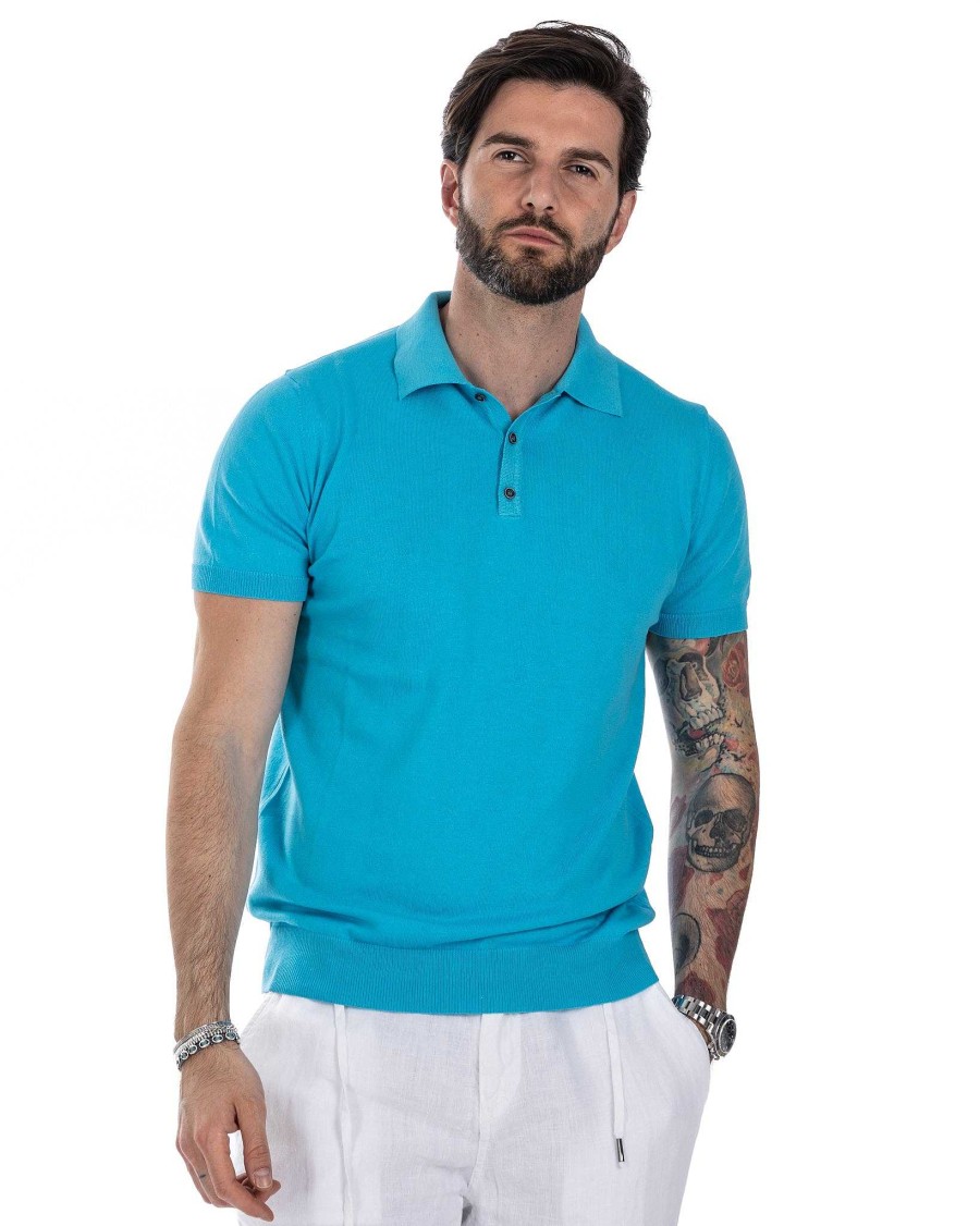 Abbigliamento SAVEONE Polo | Roger - Polo Turchese In Maglia