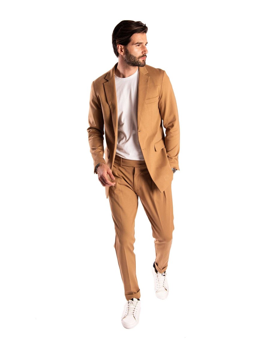 Abbigliamento SAVEONE Blazer E Giacche | James - Giacca Monopetto Cammello