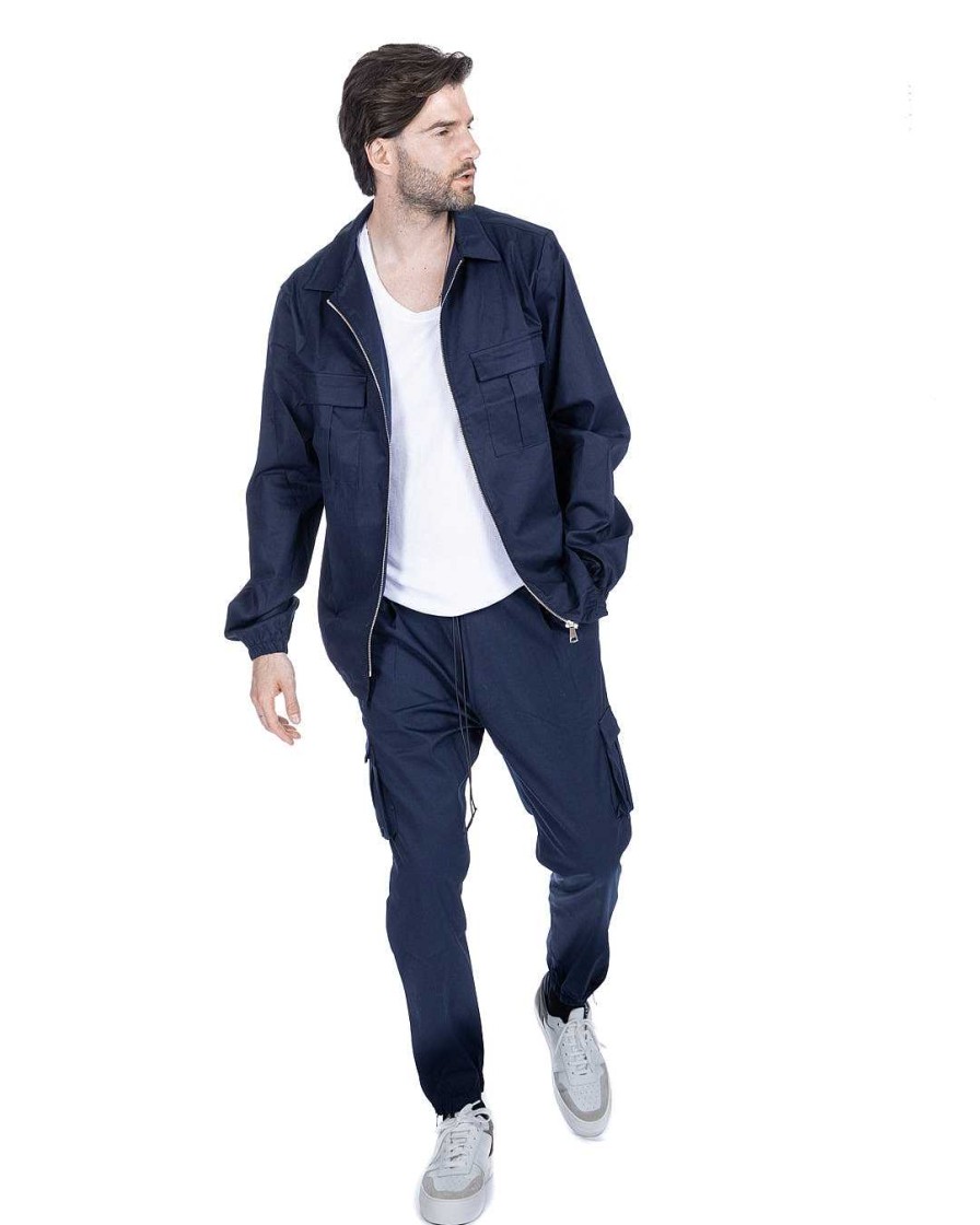 Abbigliamento SAVEONE Cappotti E Giubbotti | Wayne - Giacchetto Con Zip Blu Navy