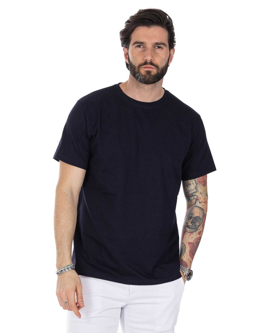 Abbigliamento SAVEONE T-Shirts | Harry - T-Shirt Blu In Cotone Stretch