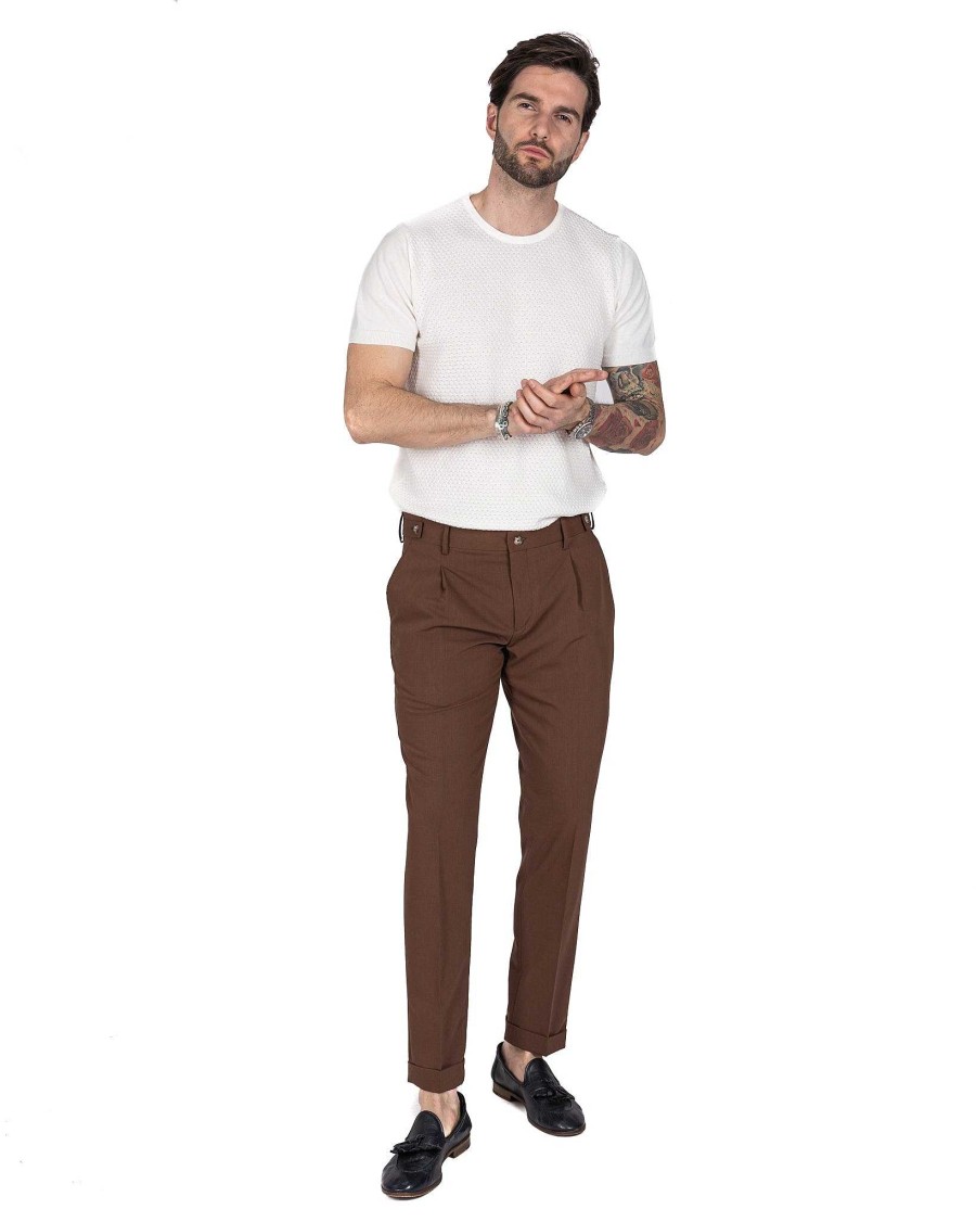 Abbigliamento SAVEONE Pantaloni | Milano - Pantalone Basic Tabacco