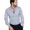 Abbigliamento SAVEONE Camicie | Camicia - Slim Fit Righe Azzurre E Blu