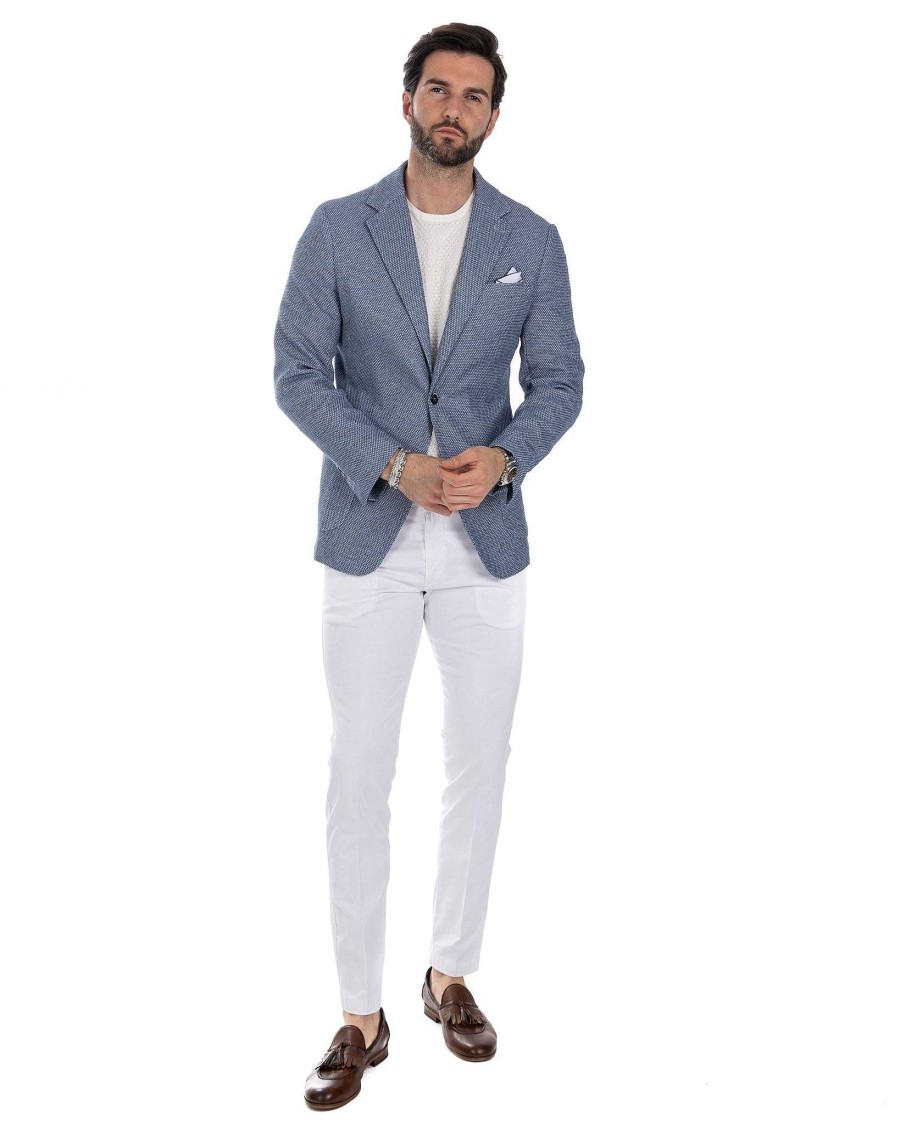 Abbigliamento SAVEONE Blazer E Giacche | Veglie - Giacca Monopetto Chicco Di Riso Grigio