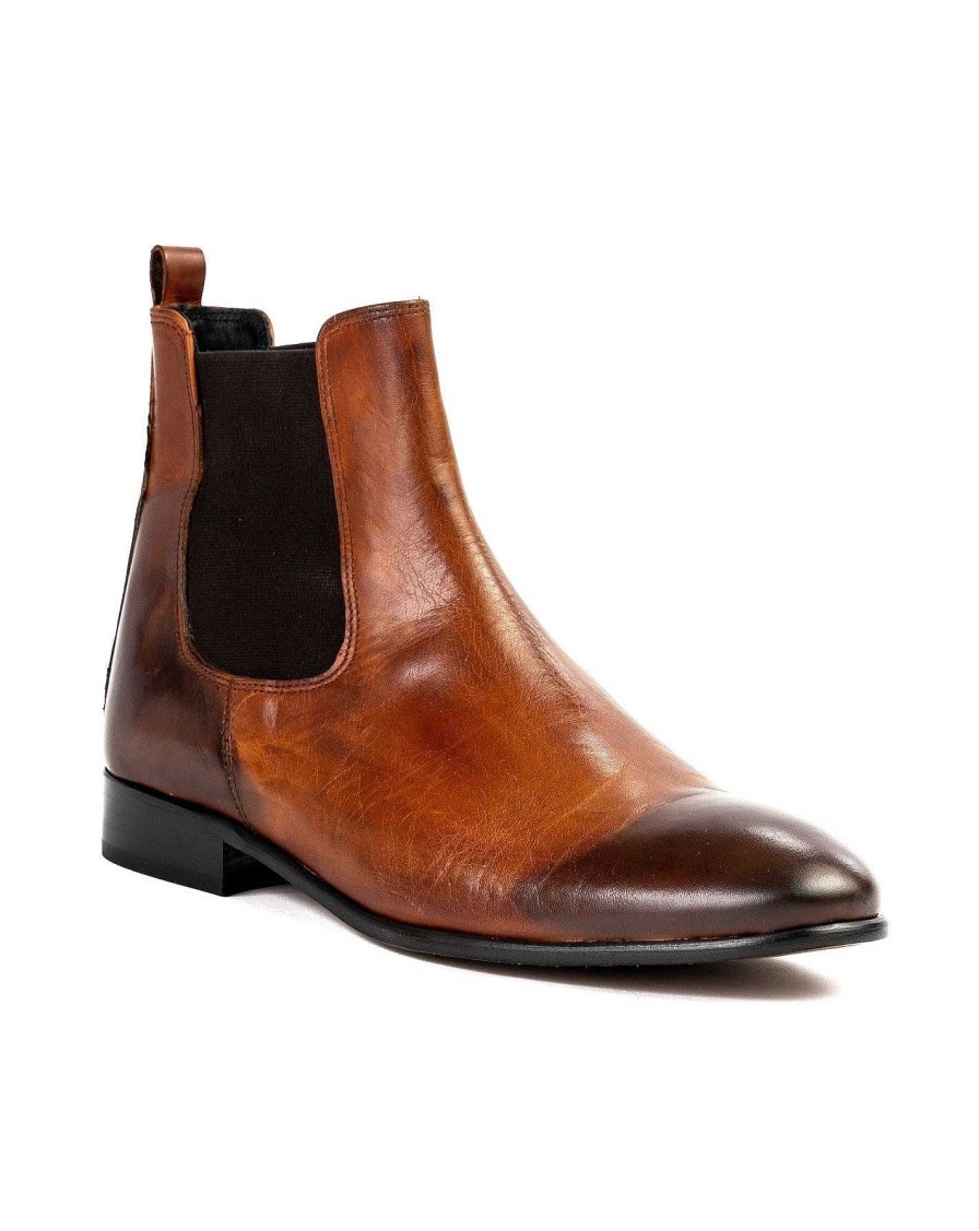 Scarpe SAVEONE | Dre - Chelsea Boots In Pelle Marrone Sporcata