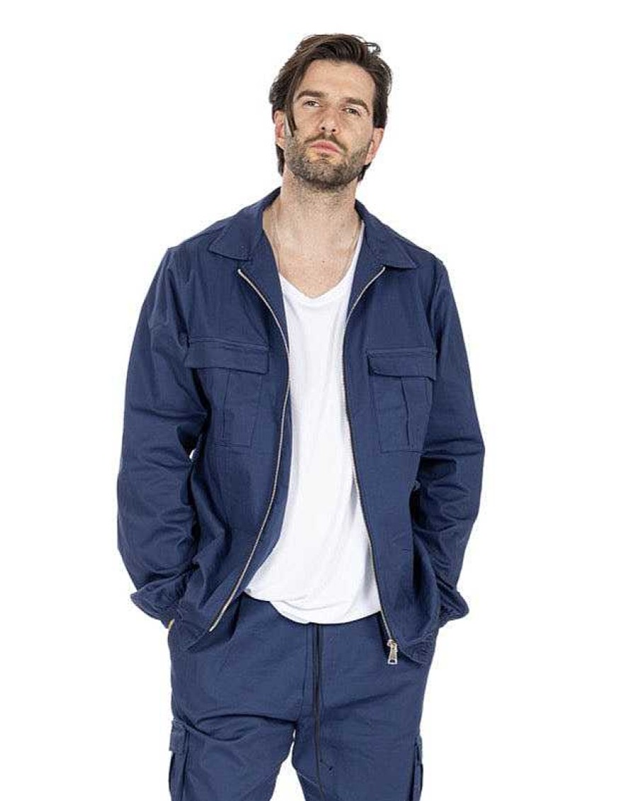 Abbigliamento SAVEONE Cappotti E Giubbotti | Wayne - Giacchetto Con Zip Blu Chiaro