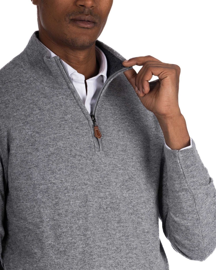 Abbigliamento SAVEONE Maglioni | Rory - Maglione Grigio Con Zip In Misto Cachemire