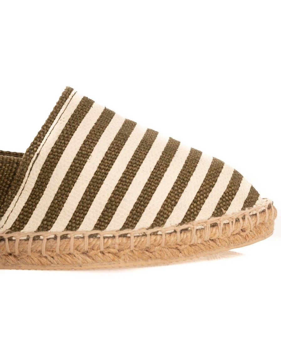 Scarpe SAVEONE | Espadrillas A Righe Verde Militare