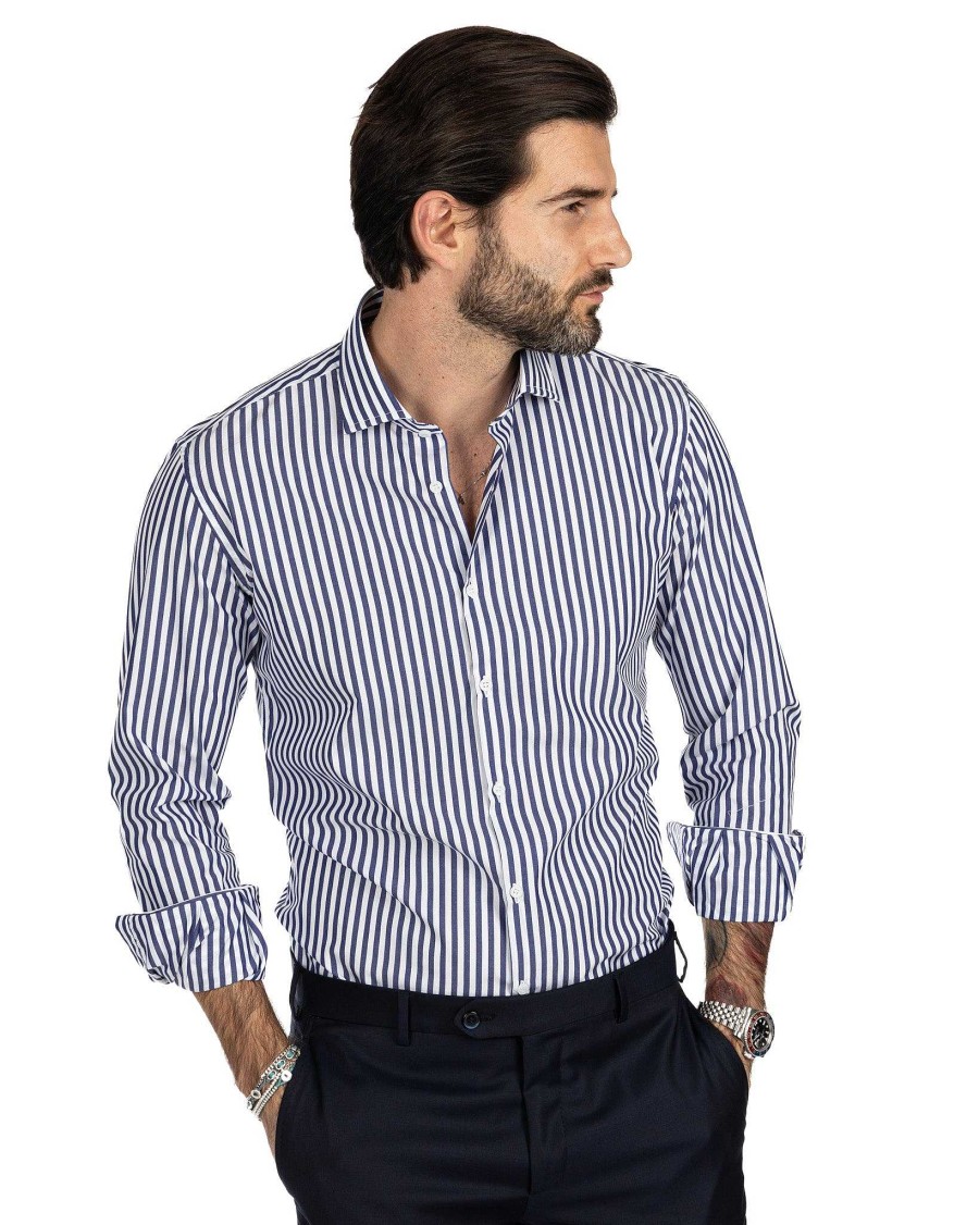 Abbigliamento SAVEONE Camicie | Camicia - Slim Fit Riga Media Blu