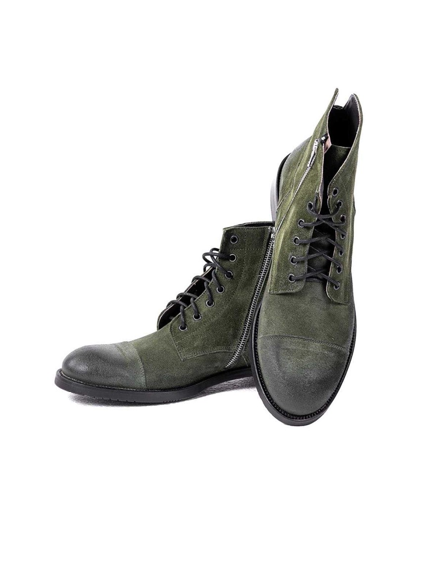 Scarpe SAVEONE | Davy - Stivaletto Con Cerniera In Camoscio Verde