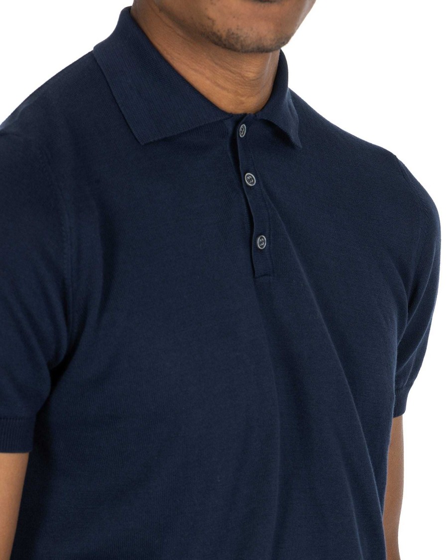 Abbigliamento SAVEONE Polo | Roger - Polo Blu In Maglia