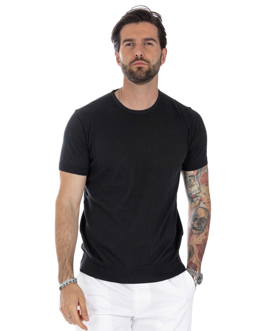 Abbigliamento SAVEONE T-Shirts | Jannik - T-Shirt In Maglia Nera