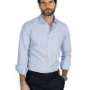 Abbigliamento SAVEONE Camicie | Camicia - Slim Fit Mille Righe Azzurre