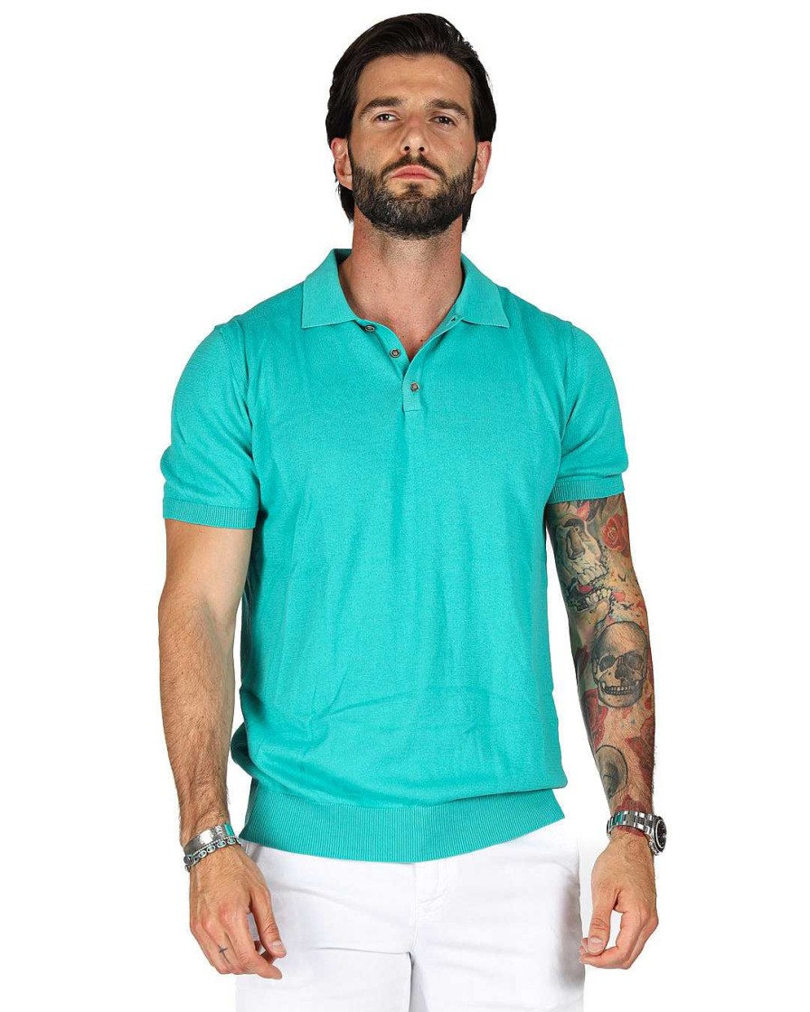 Abbigliamento SAVEONE Polo | Roger - Polo Verde Acqua In Maglia