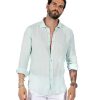 Abbigliamento SAVEONE Camicie | Montecarlo - Camicia In Puro Lino Verde Chiaro