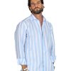 Abbigliamento SAVEONE Camicie | Amalfi - Camicia Classica Riga Maxi Azzurra