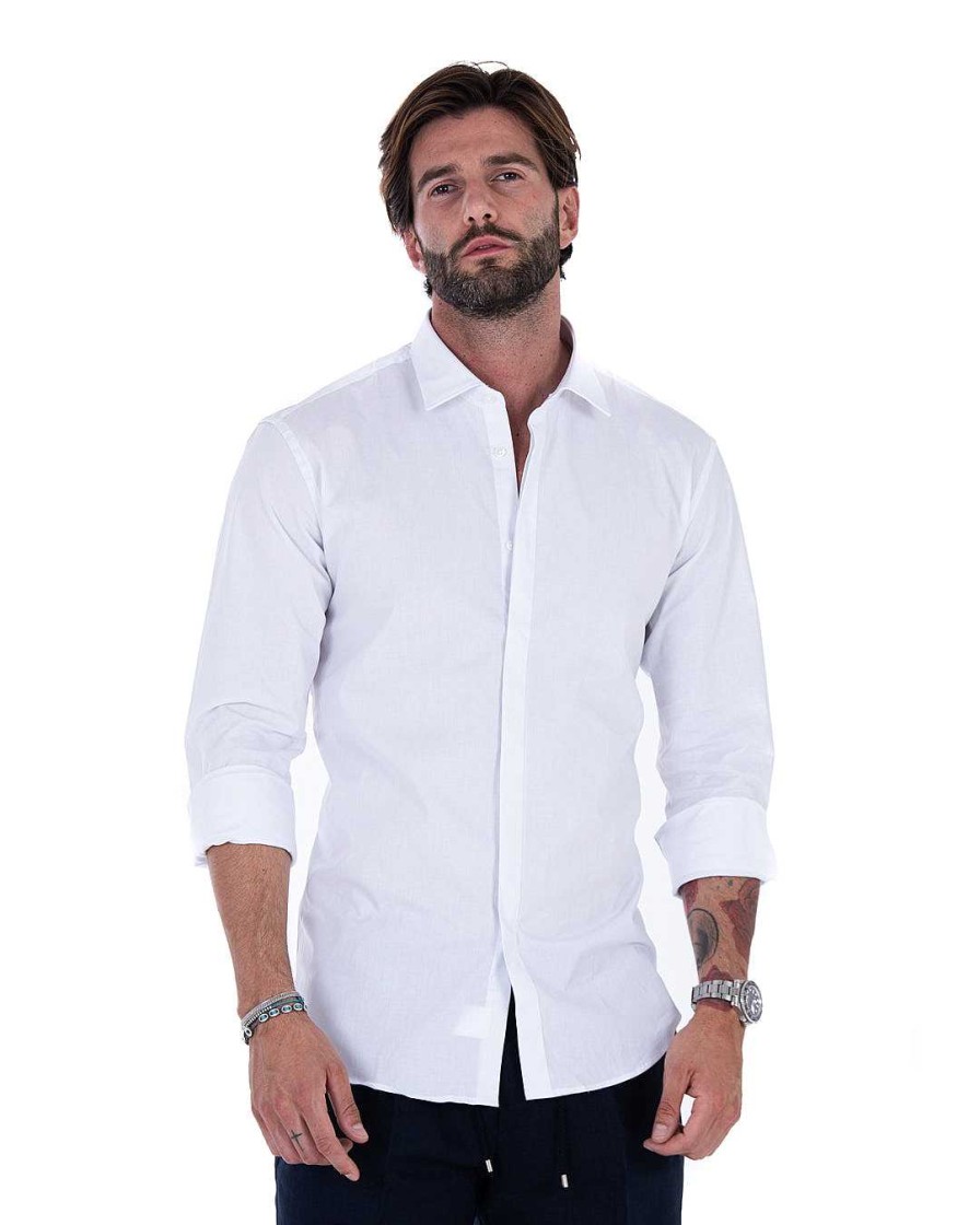 Abbigliamento SAVEONE Camicie | Camicia - Basic Classica Bianca In Cotone